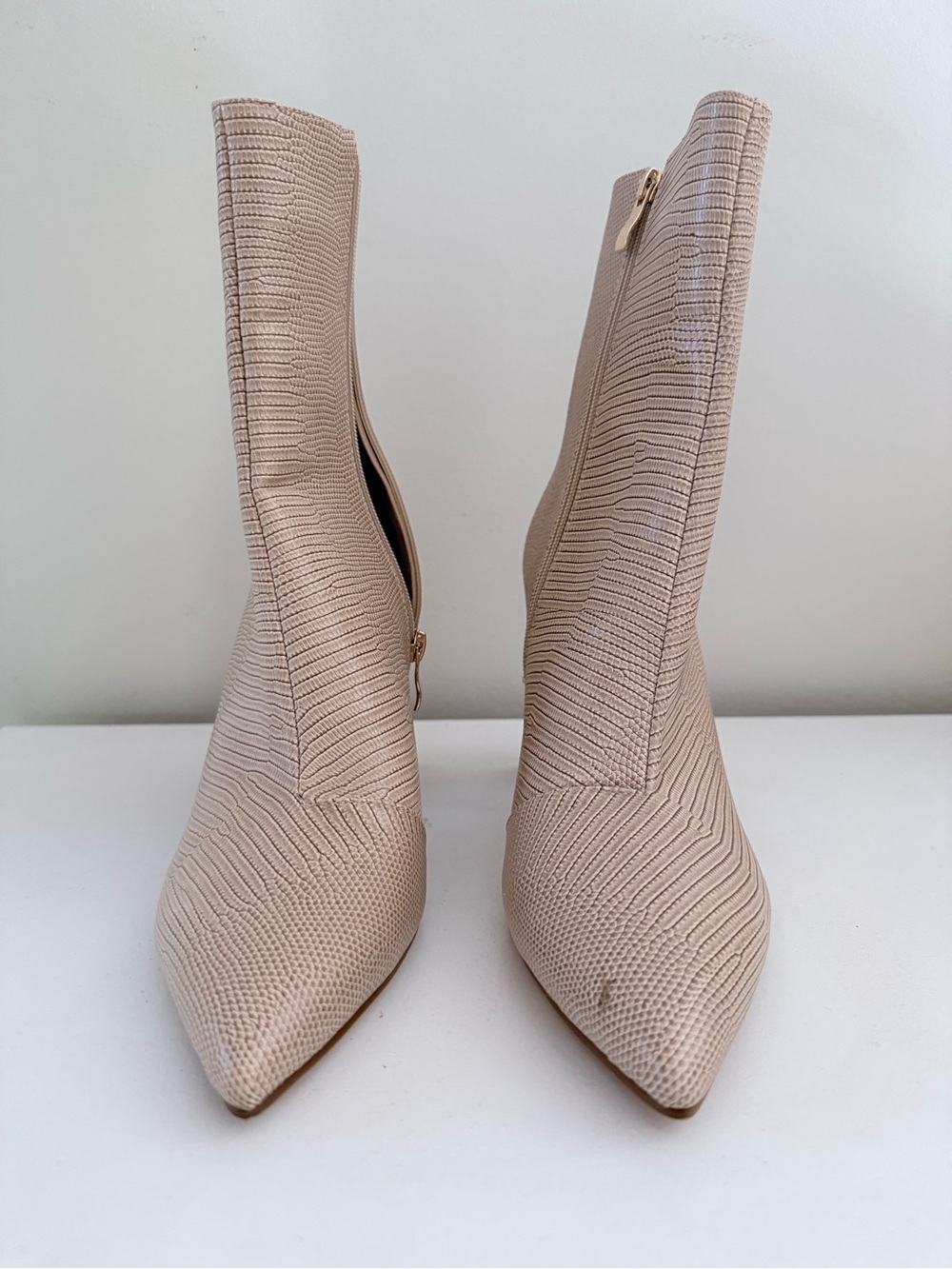 Women's Pointed Toe Ankle Booties in Beige